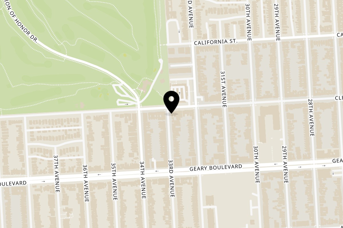 Map showing the location of Pagan Restaurant on 3199 Clement St in San Francisco